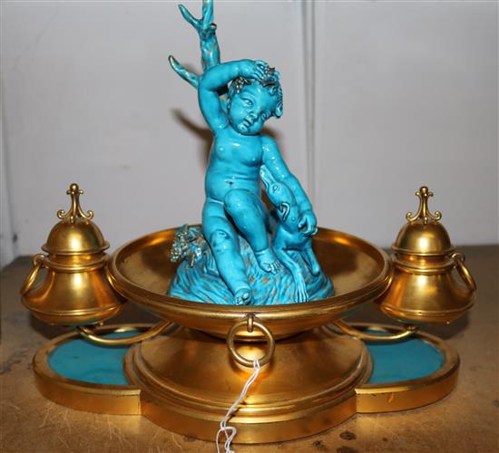 French ormolu cherub inkstand